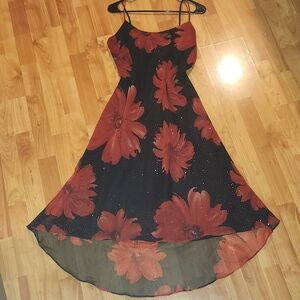 Jessica Black and Red Floral Midi Dress